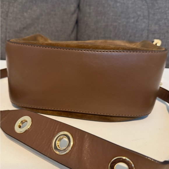 Michael Kors Brown Suede Shoulder Bag with Gold Accents - Picture 2 of 4